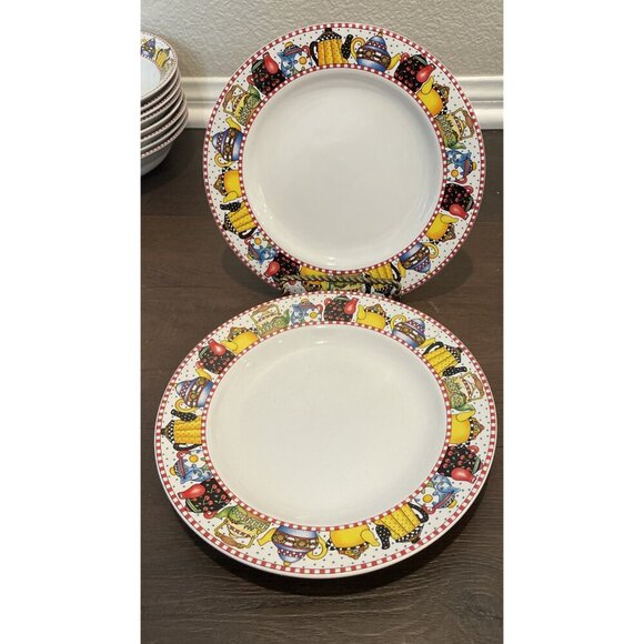 Mary Engelbreit Sakura Afternoon Tea Salad Plates 8 Inch Vintage 1994 Set Of 2 - Picture 1 of 3